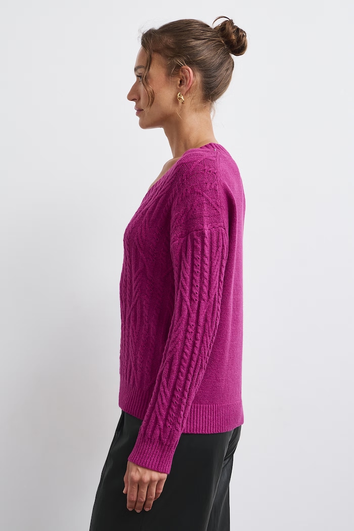 Medicine Sweter damski z bawełną RW26-SWD081 fioletowy RW26