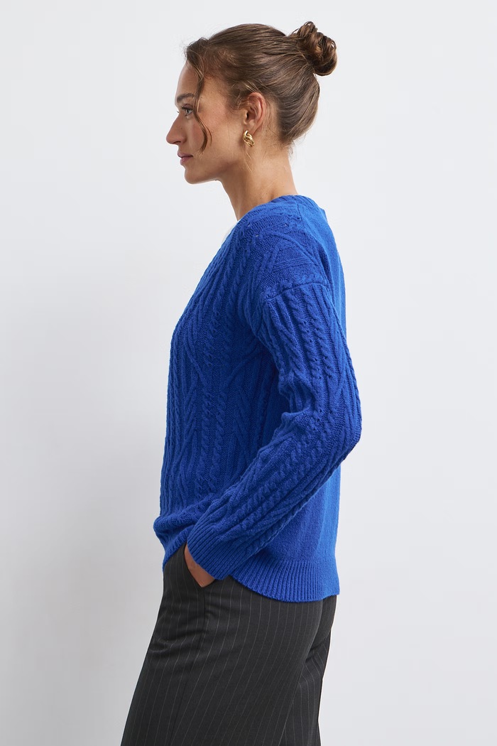 Medicine Sweter damski z bawełną RW26-SWD081 niebieski RW26