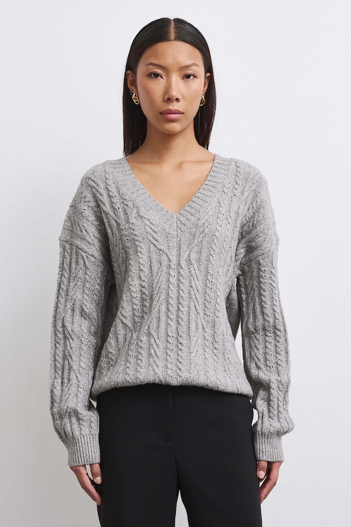 Medicine Sweter damski z bawełną RW26-SWD081 szary RW26