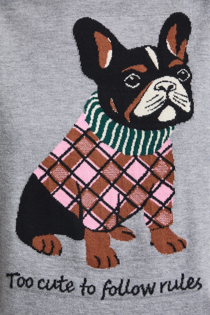 Sweter damski z wiskozą z motywem zwierzęcym RW26-SWD402 szary