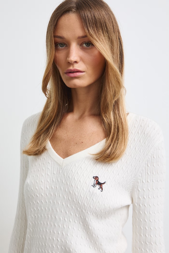Sweter damski z wiskozą Medicine RW26-SWD405 beżowy