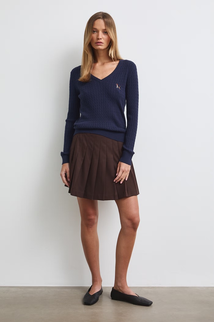 Sweter damski z wiskozą z haftem z motywem zwierzęcym RW26-SWD405 granatowy RW26