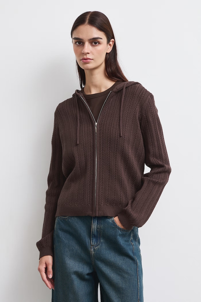 Medicine Cardigan pentru femei cu vâscoză RW26-SWD410 maro RW26