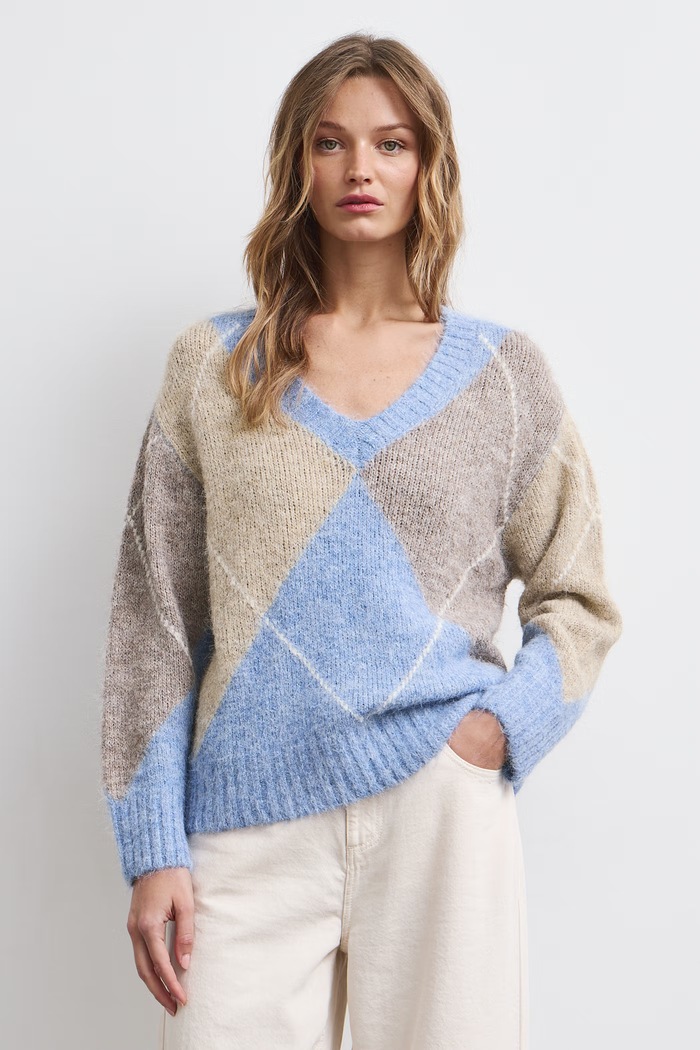 Medicine Sweter damski z dodatkiem wełny RW26-SWD602 niebieski RW26