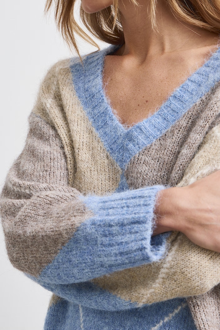 Sweter damski z dodatkiem wełny Medicine niebieski RW26-SWD602