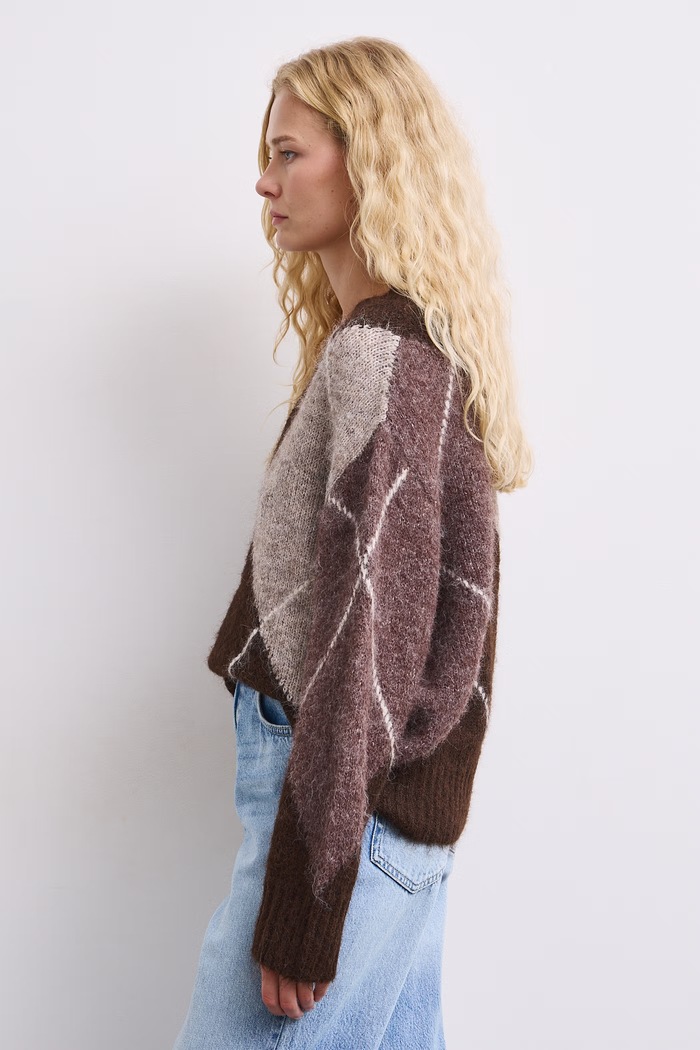Medicine Sweter damski z dodatkiem wełny RW26-SWD602 brązowy RW26