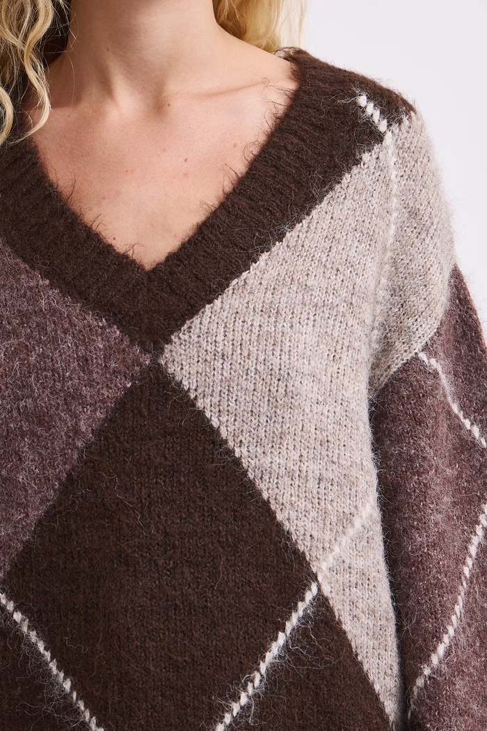 Sweter damski z dodatkiem wełny Medicine RW26-SWD602 brązowy