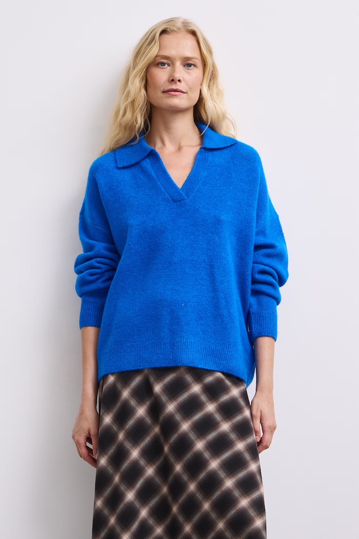 Medicine Sweter damski z dodatkiem wełny RW26-SWD615 niebieski RW26
