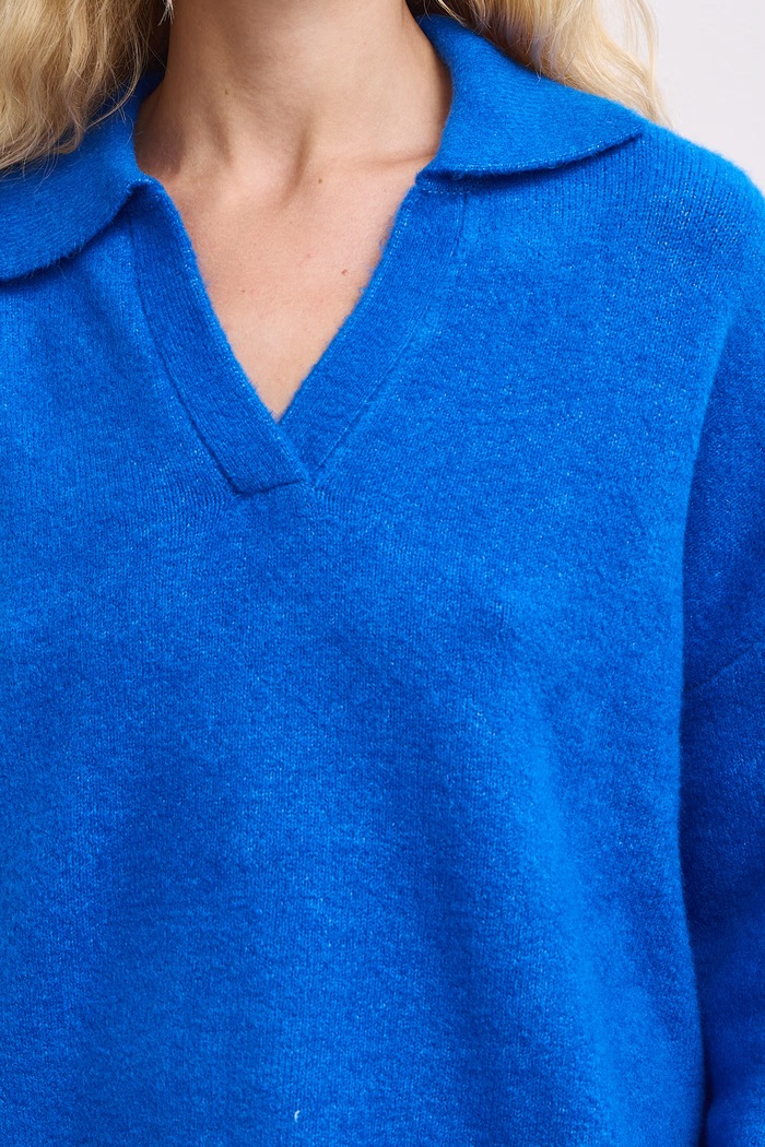 Sweter damski z dodatkiem wełny Medicine niebieski RW26-SWD615
