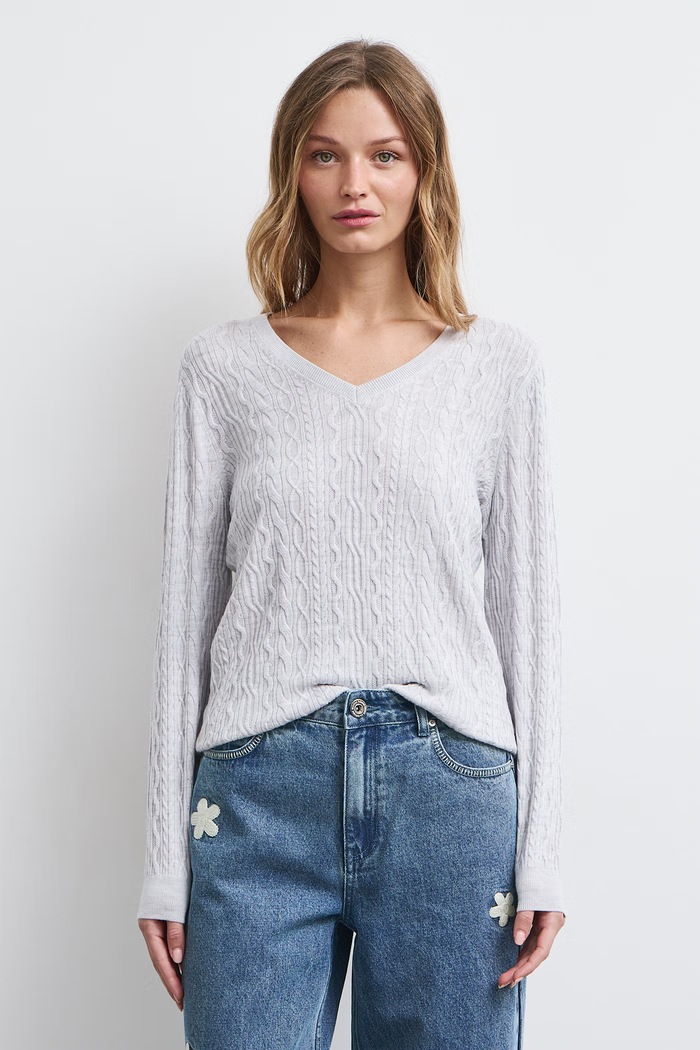 Medicine Sweter damski z wełny merino RW26-SWD620 szary RW26