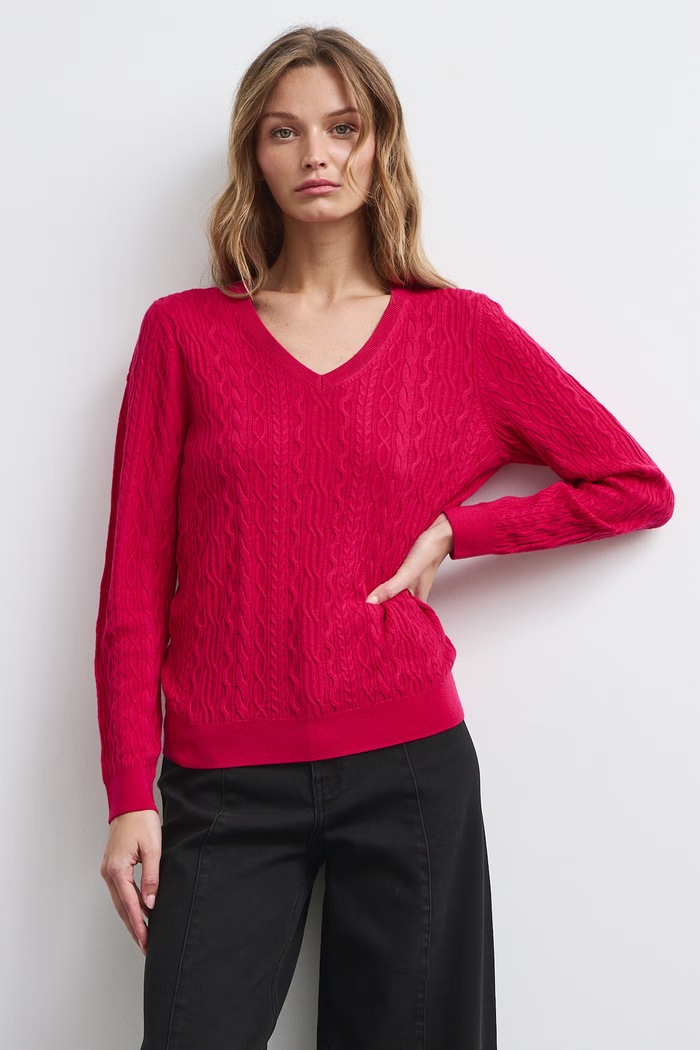 Medicine Sweter damski z wełny merino RW26-SWD620 różowy RW26