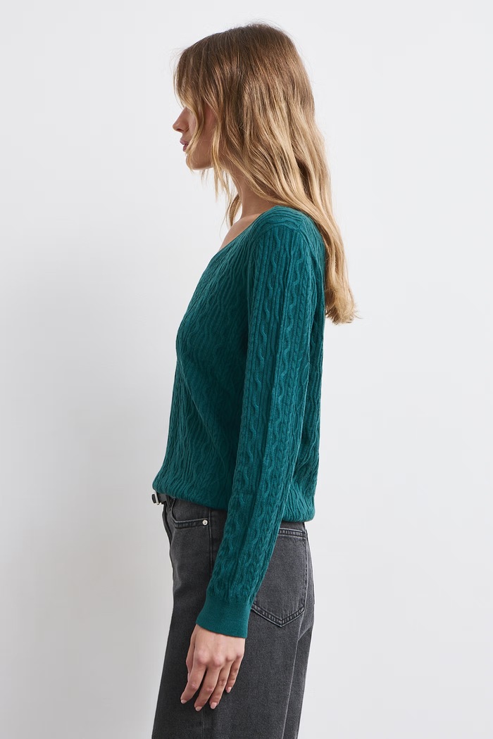 Medicine Sweter damski z wełny merino RW26-SWD620 turkusowy RW26