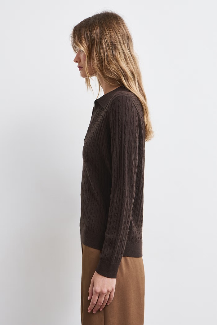Medicine Sweter damski z wełny merino RW26-SWD621 brązowy RW26