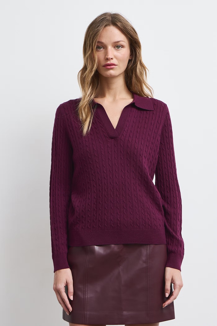 Medicine Sweter damski z wełny merino RW26-SWD621 bordowy RW26