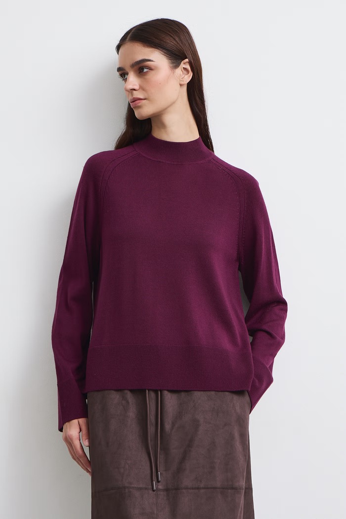 Medicine Sweter damski z wełny merino RW26-SWD624 bordowy RW26