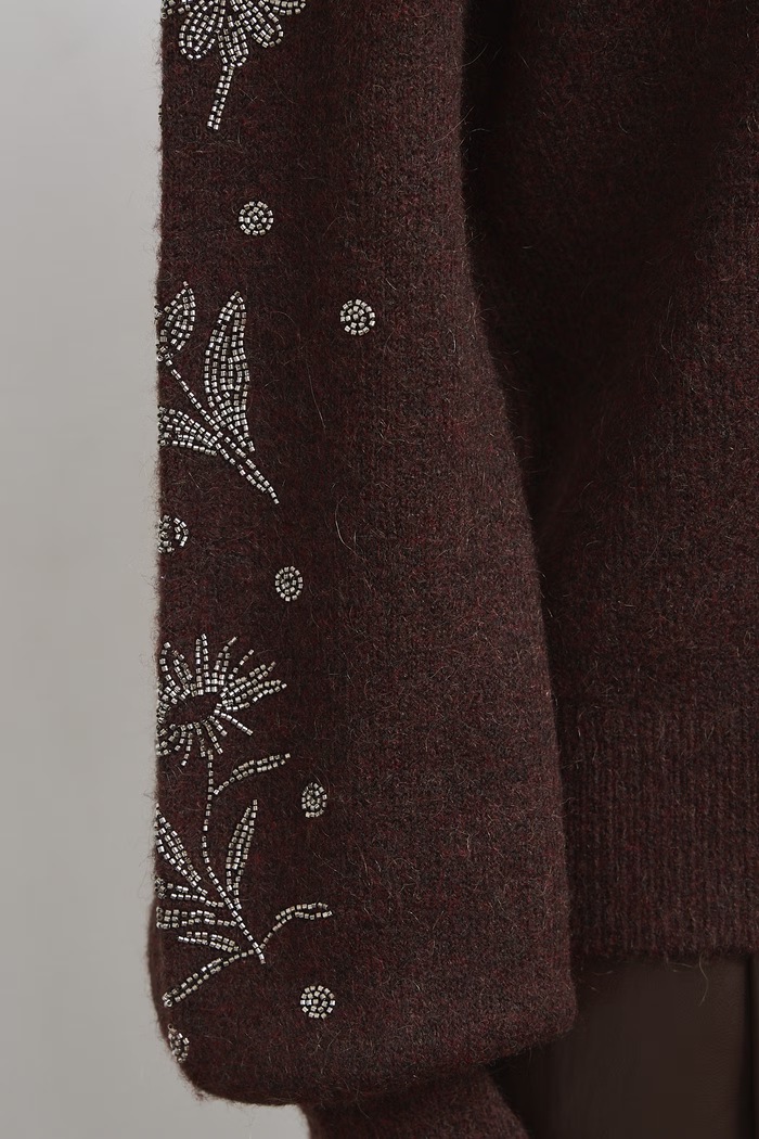 Sweter damski z dodatkiem wełny Medicine RW26-SWD707 brązowy