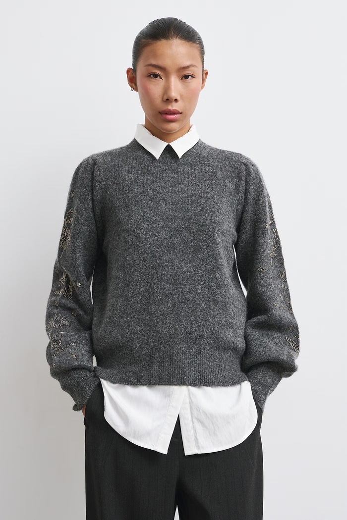Medicine Sweter damski z dodatkiem wełny RW26-SWD707 szary RW26