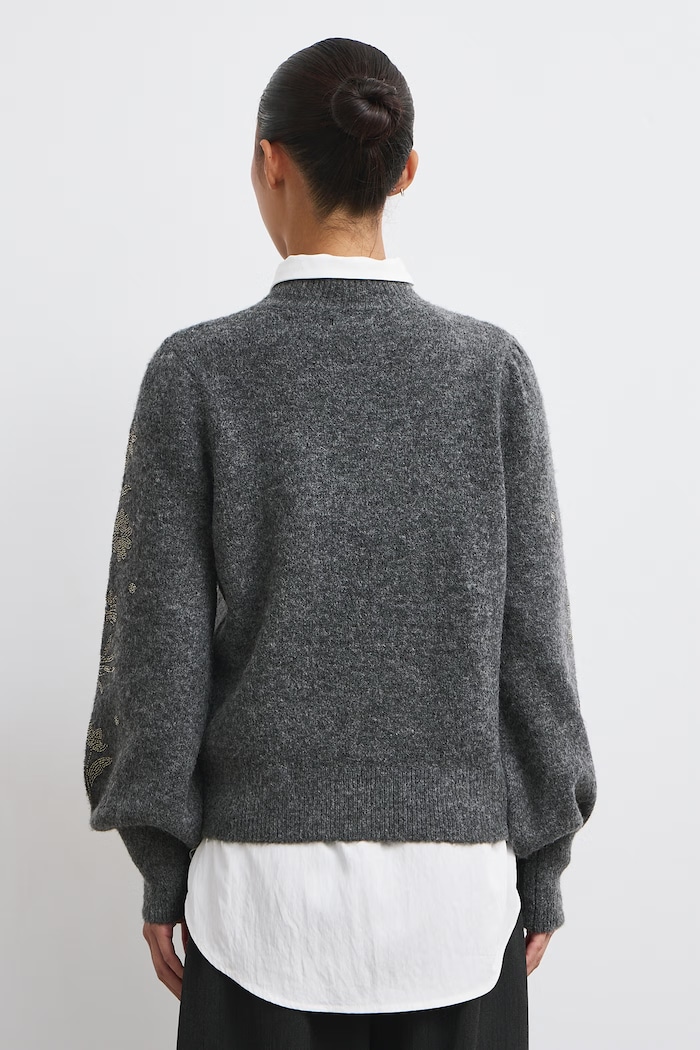 Sweter damski z dodatkiem wełny Medicine RW26-SWD707 szary