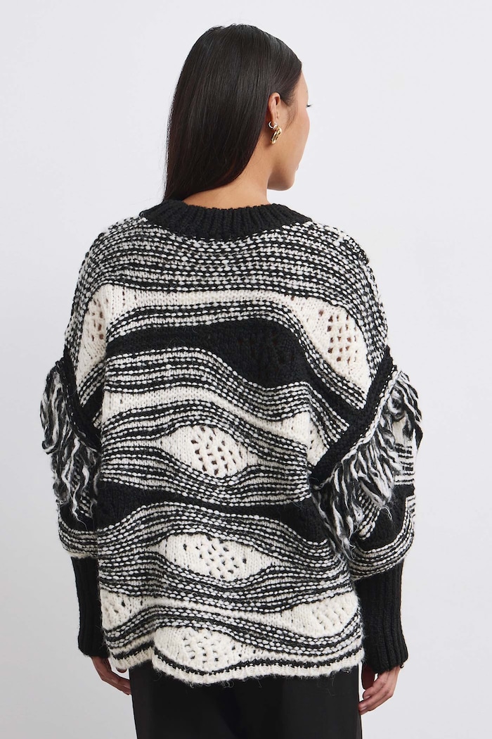 Sweter damski z dodatkiem wełny Medicine RW26-SWD715 czarny