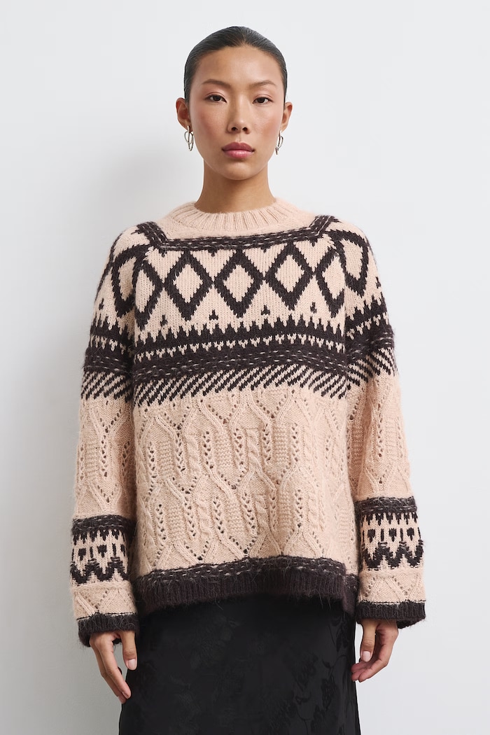 Medicine Sweter damski z dodatkiem wełny RW26-SWD806 beżowy RW26