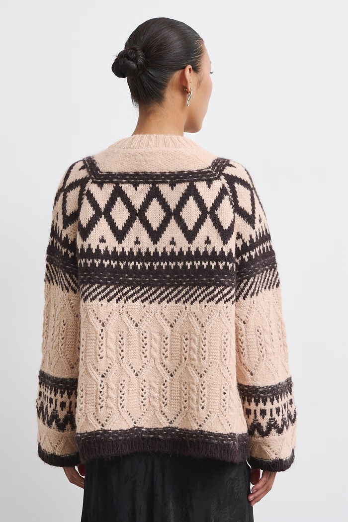 Sweter damski z dodatkiem wełny Medicine RW26-SWD806 beżowy