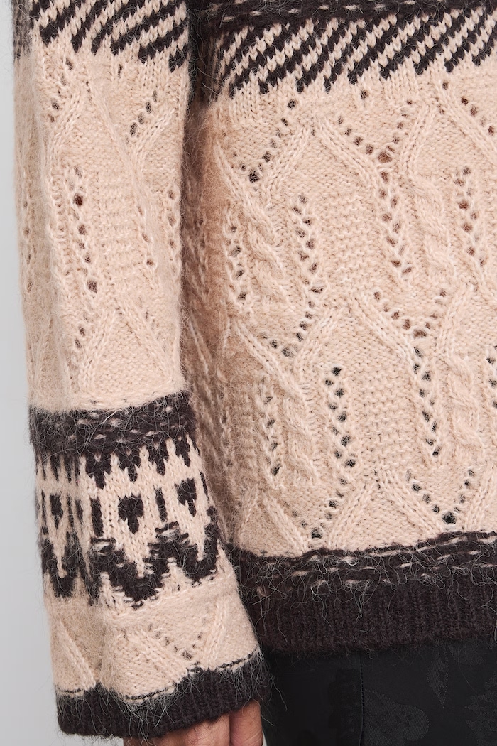 Sweter damski z dodatkiem wełny Medicine beżowy RW26-SWD806