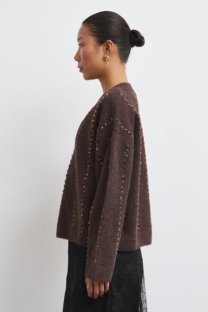 Medicine Sweter damski z dodatkiem wełny RW26-SWD817 brązowy RW26