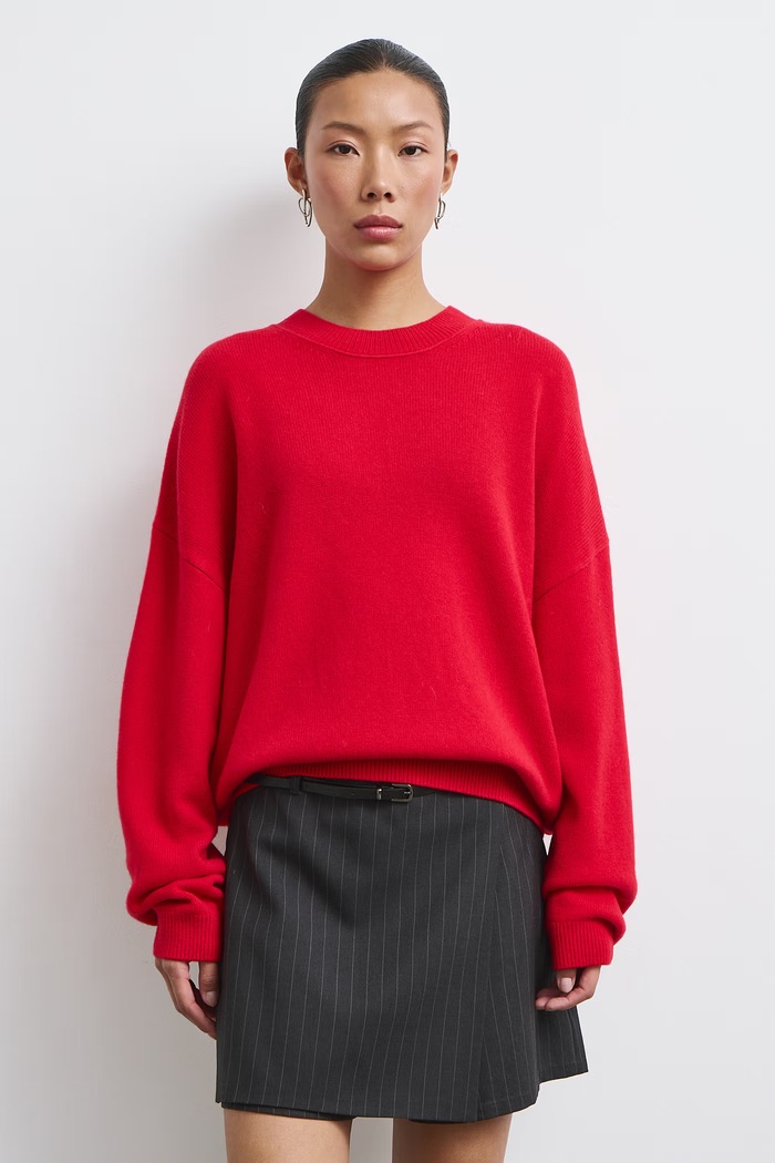 Medicine Sweter damski z wełny merino RW26-SWD821 czerwony RW26