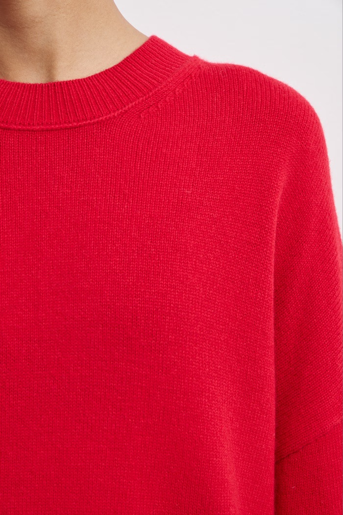 Sweter damski z wełny merino Medicine czerwony RW26-SWD821