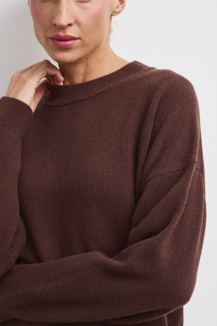 Sweter damski z wełny merino Medicine brązowy RW26-SWD821