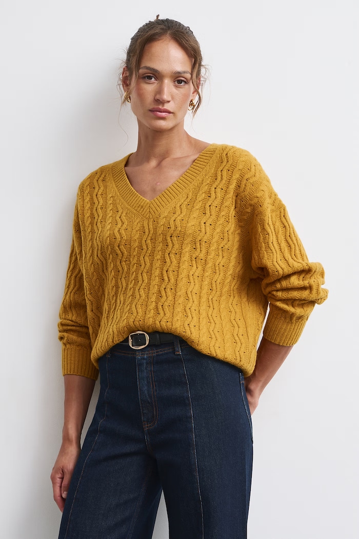 Medicine Sweter damski wełniany żółty RW26-SWD822