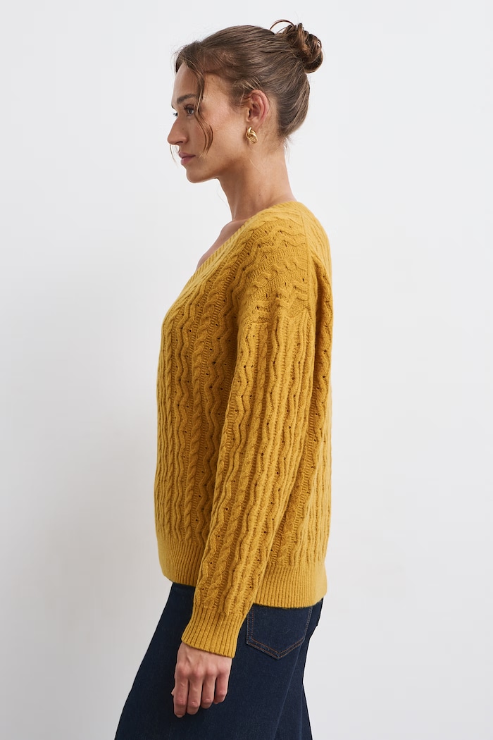 Medicine Sweter damski wełniany RW26-SWD822 żółty RW26