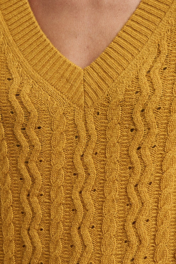 Sweter damski wełniany Medicine RW26-SWD822 żółty