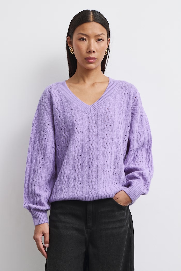 Medicine Sweter damski wełniany fioletowy RW26-SWD822