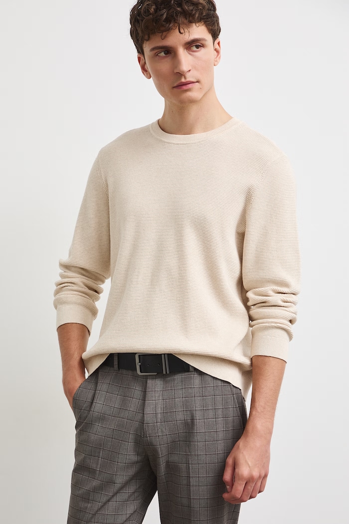 Sweter męski bawełniany RW26-SWM031 beżowy RW26