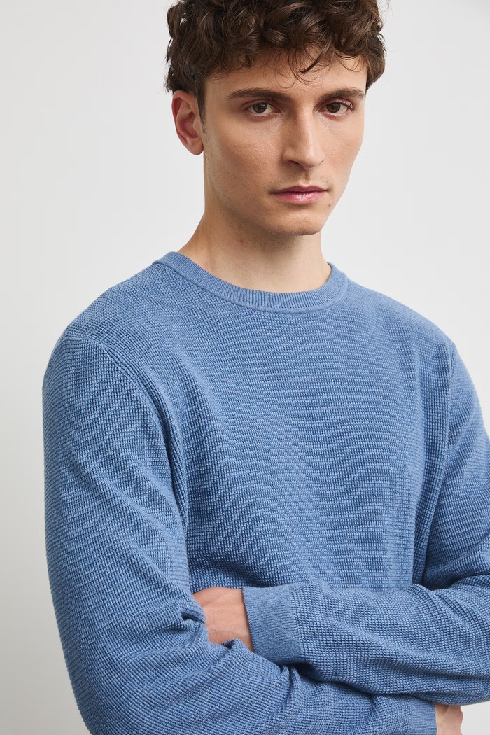 Sweter męski bawełniany niebieski RW26-SWM031