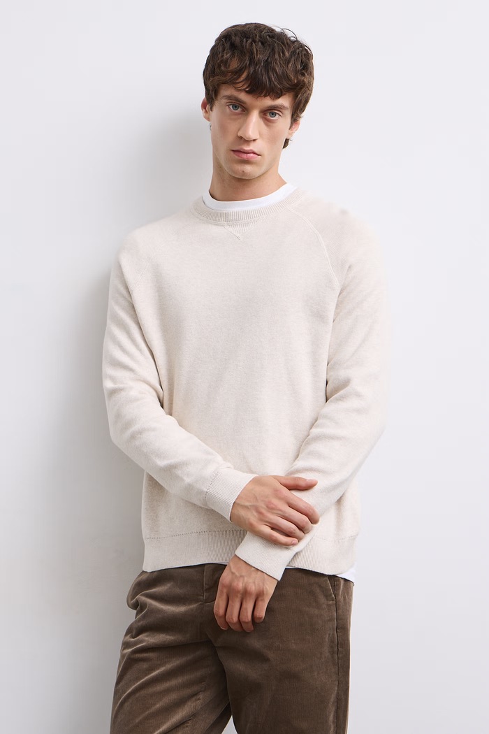 Medicine Sweter męski z dodatkiem wełny RW26-SWM061 beżowy RW26