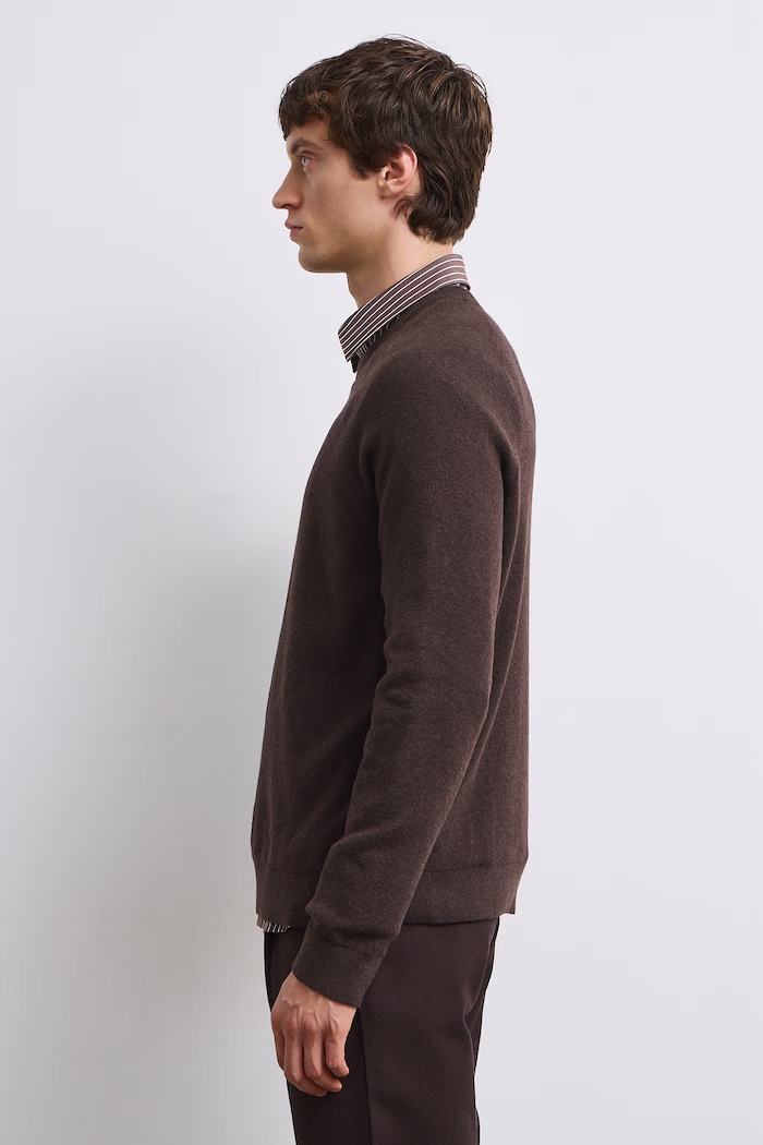 Sweter męski z dodatkiem wełny Medicine RW26-SWM061 brązowy