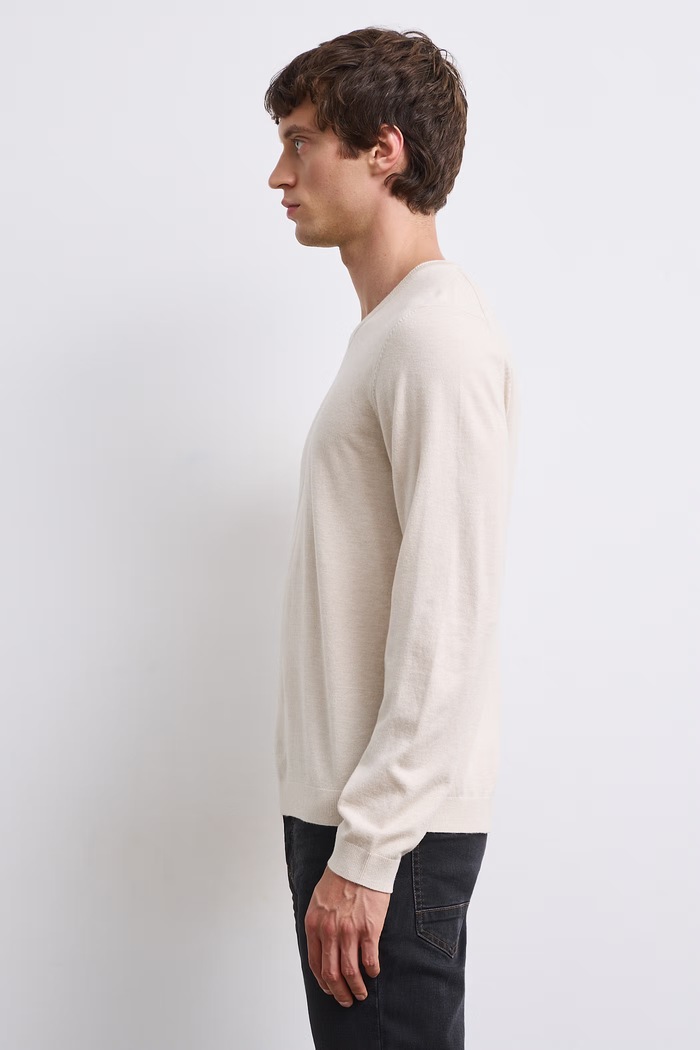 Sweter męski z dodatkiem wełny Medicine RW26-SWM062 beżowy