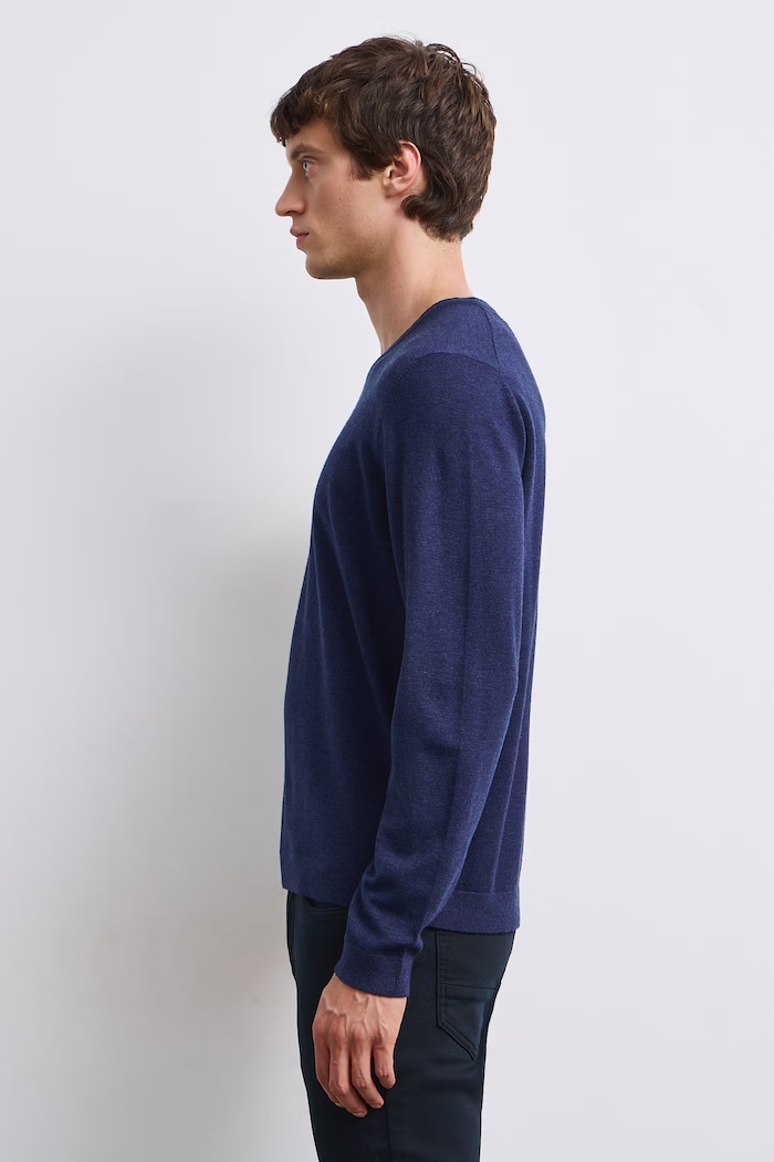 Sweter męski z dodatkiem wełny Medicine RW26-SWM062 granatowy