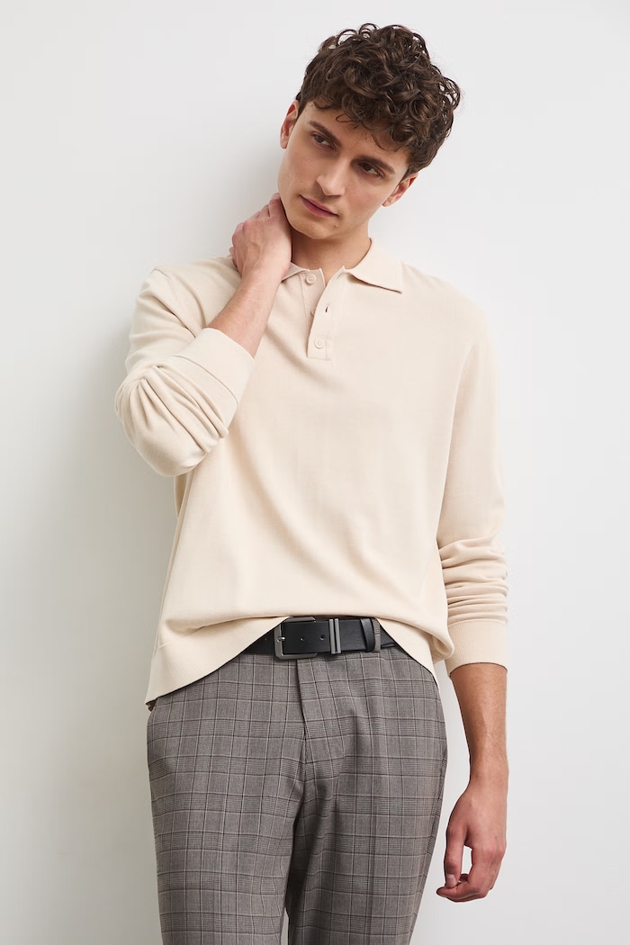 Sweter męski z bawełną RW26-SWM301 beżowy RW26