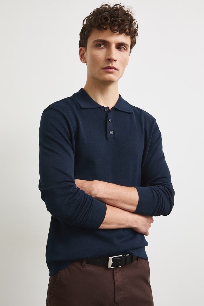 Sweter męski z bawełną RW26-SWM301 granatowy RW26