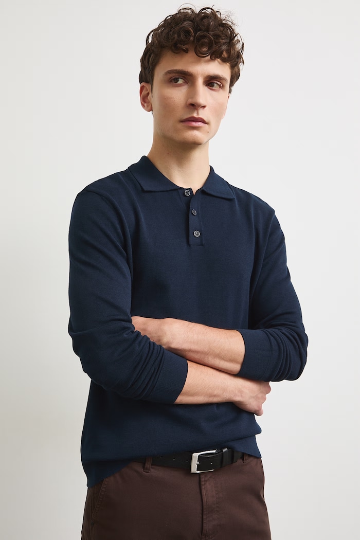 Sweter męski z bawełną RW26-SWM301 granatowy RW26