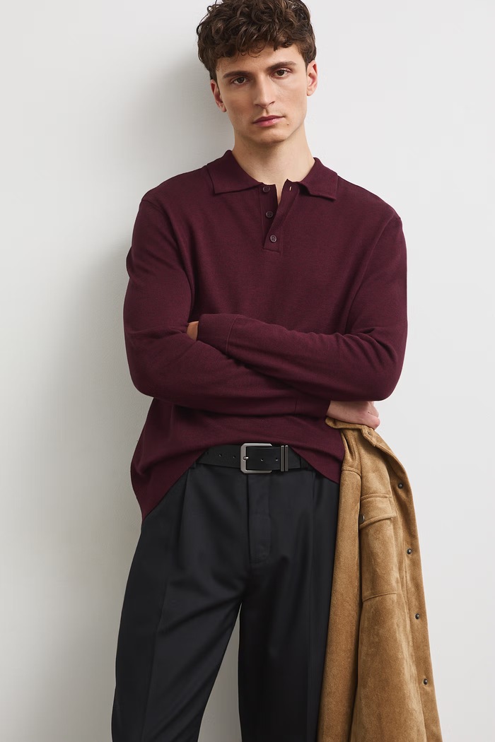 Sweter męski z bawełną RW26-SWM301 bordowy RW26
