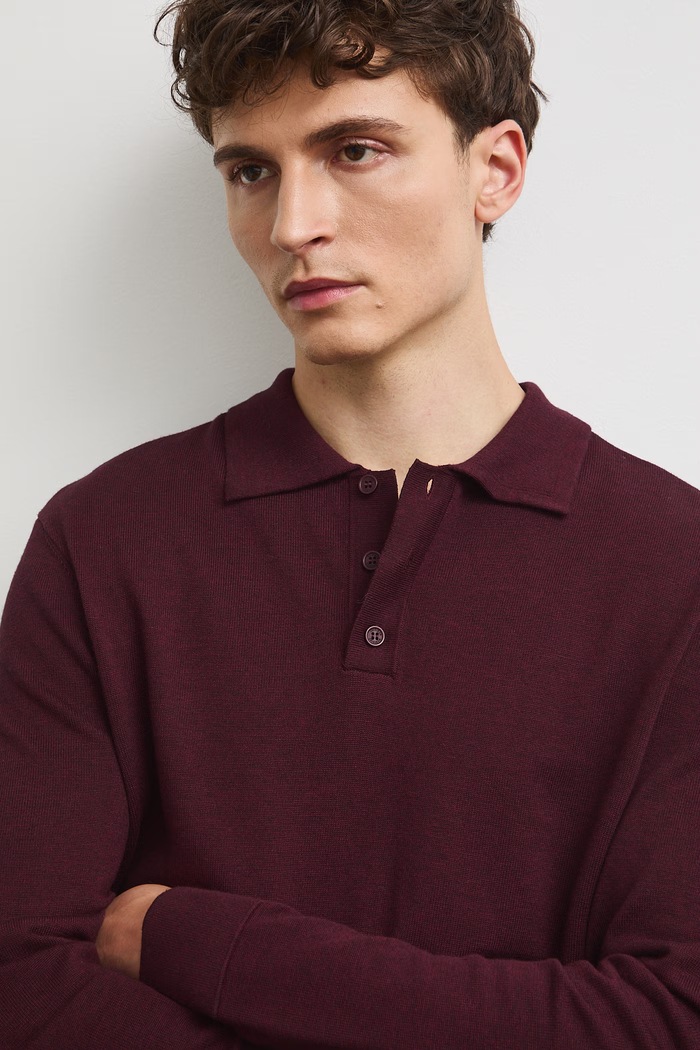 Sweter męski z bawełną bordowy RW26-SWM301