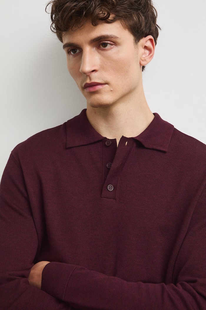 Sweter męski z bawełną bordowy RW26-SWM301