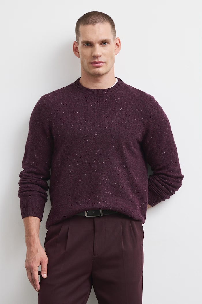 Medicine Sweter męski z wełną bordowy RW26-SWM702