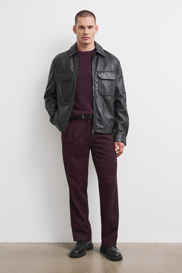 Sweter męski z wełną Medicine bordowy RW26-SWM702