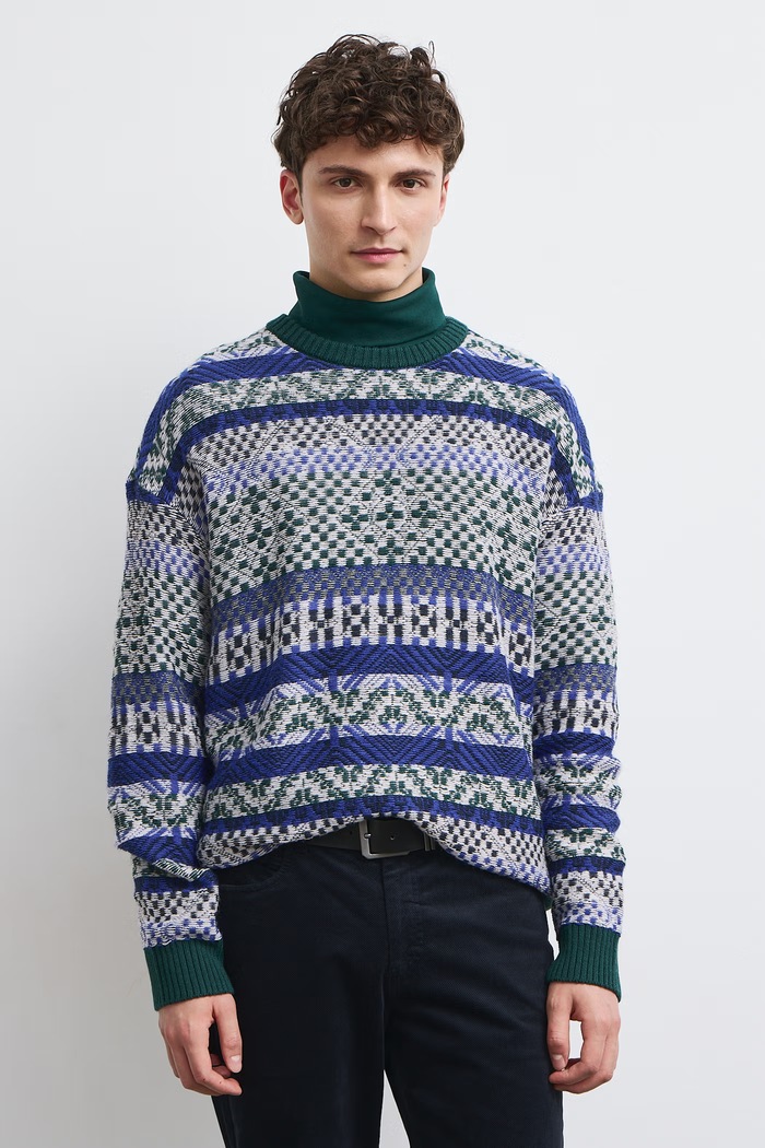 Medicine Sweter męski z dodatkiem wełny RW26-SWM800 multicolor RW26