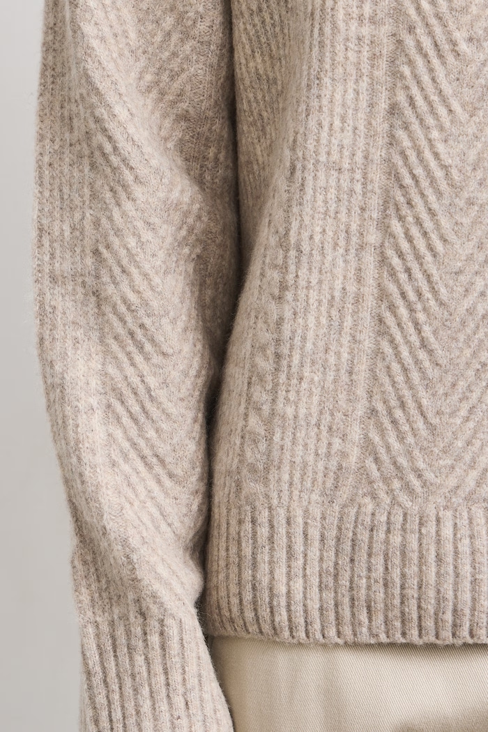 Sweter męski z dodatkiem wełny Medicine RW26-SWM901 beżowy